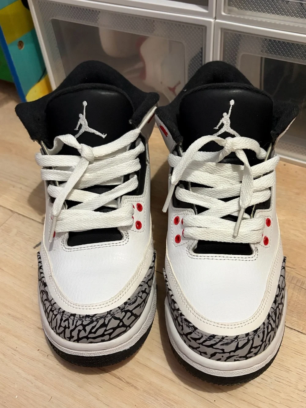 Jordan Kids White Black and Red Retro Elephant-Print Sneakers